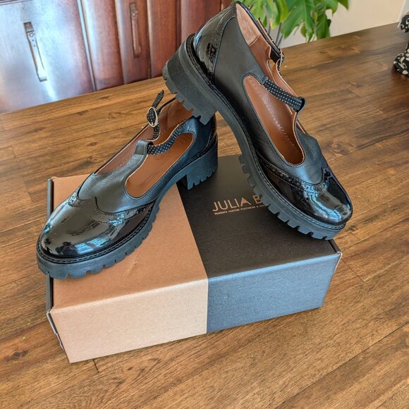 Julia Bo Shoes - Julia Bo Jane Mary Janes Patent Lug-Sole Black 8.5